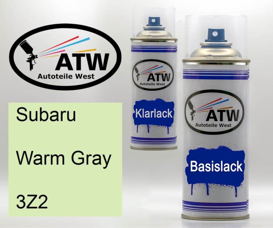 Subaru, Warm Gray, 3Z2: 400ml Sprühdose + 400ml Klarlack - Set, von ATW Autoteile West.